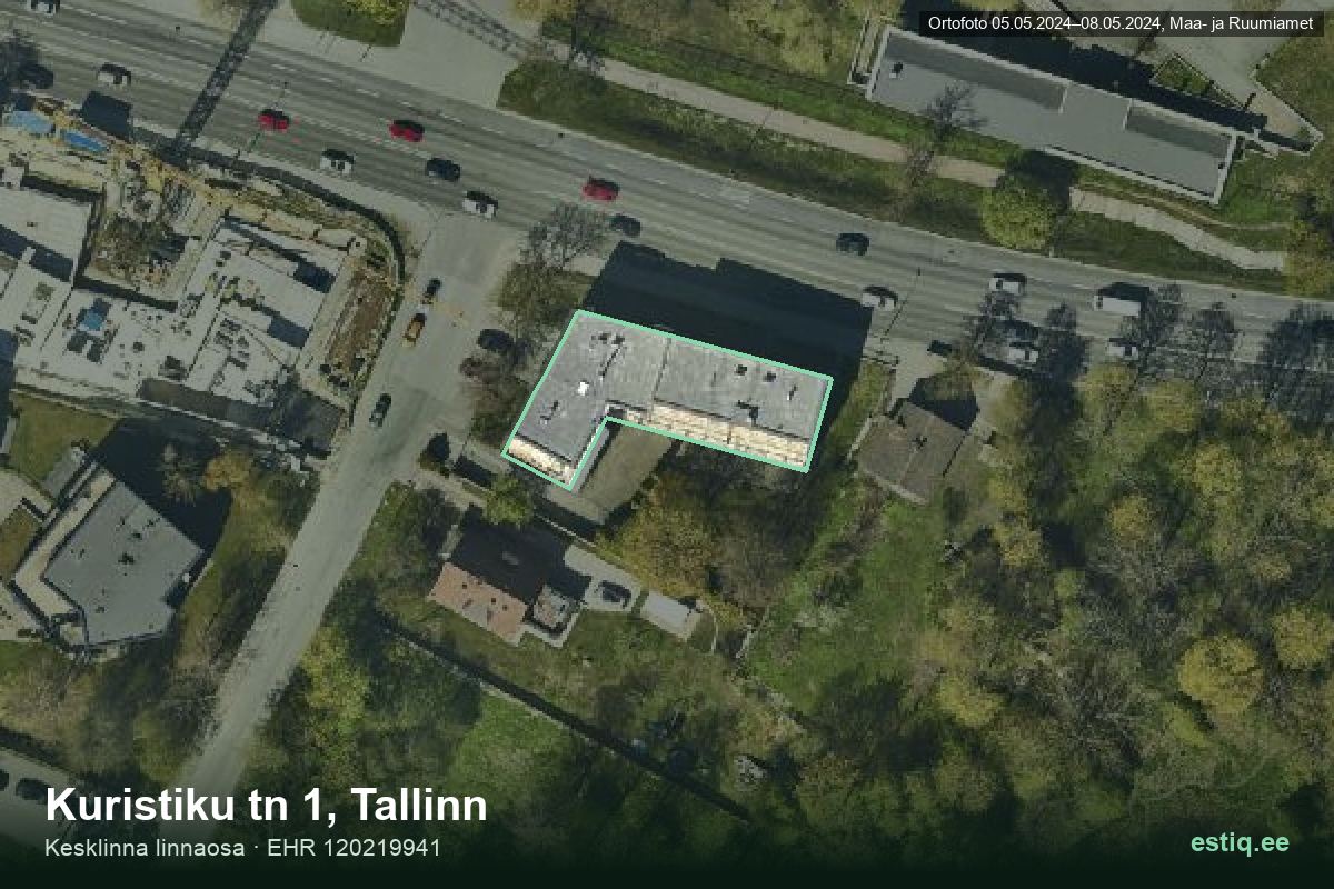 Kuristiku tänav 1, Tallinn – hoone aerofoto, kontuur ehitisregistri (EHR) andmetest