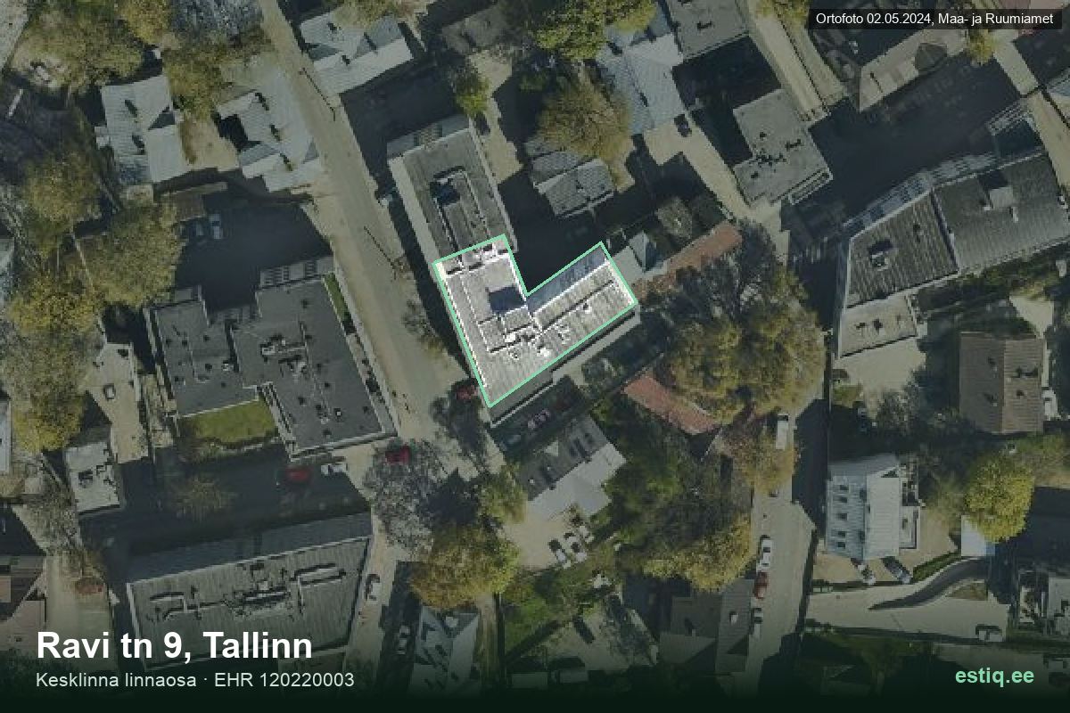 Ravi tänav 9, Tallinn – hoone aerofoto, kontuur ehitisregistri (EHR) andmetest