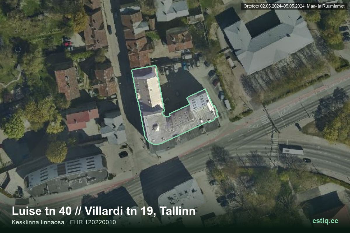 Luise tänav 40, Tallinn – aerial photo of the building, outline from the Building Register (EHR)
