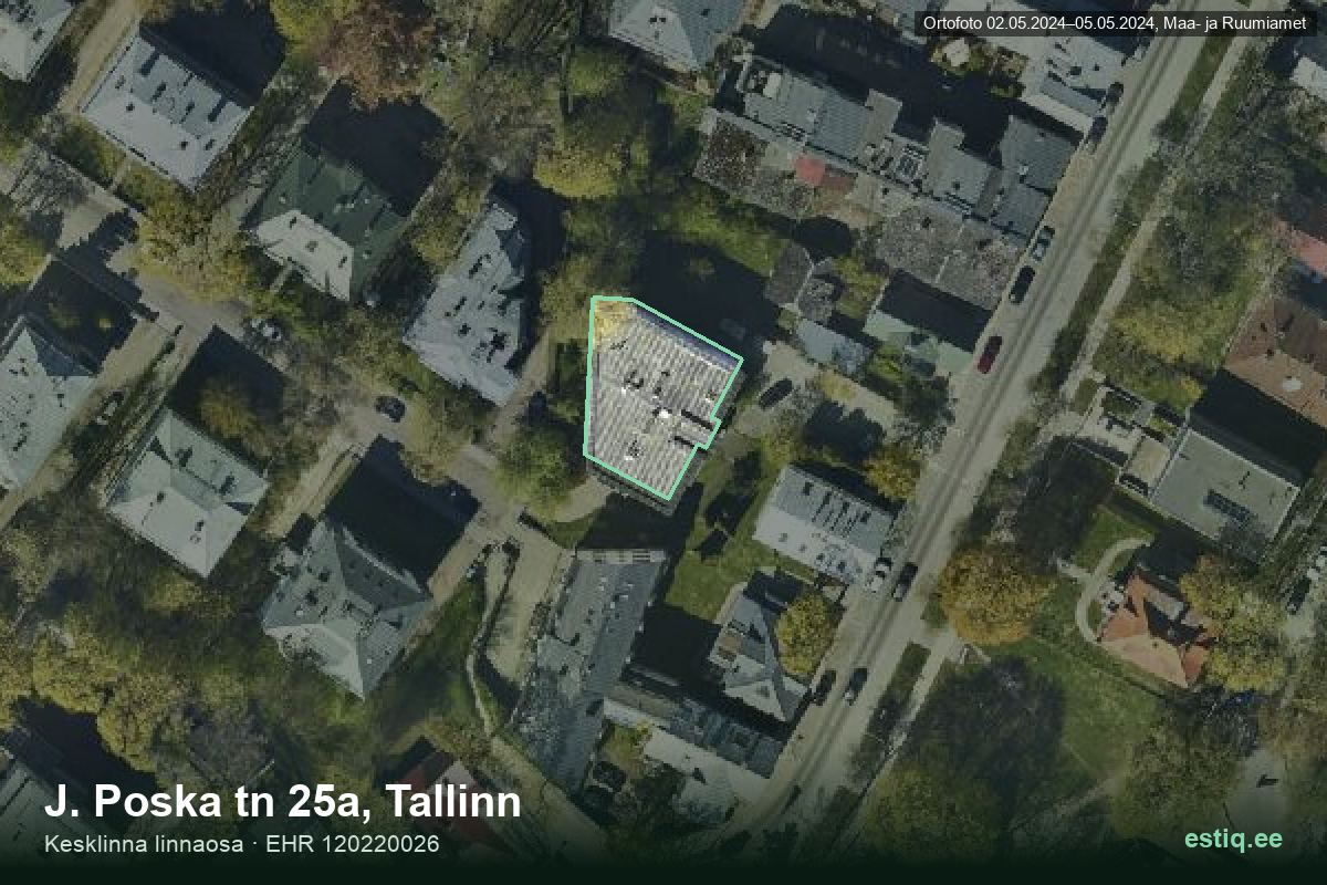 J. Poska tänav 25a, Tallinn – hoone aerofoto, kontuur ehitisregistri (EHR) andmetest