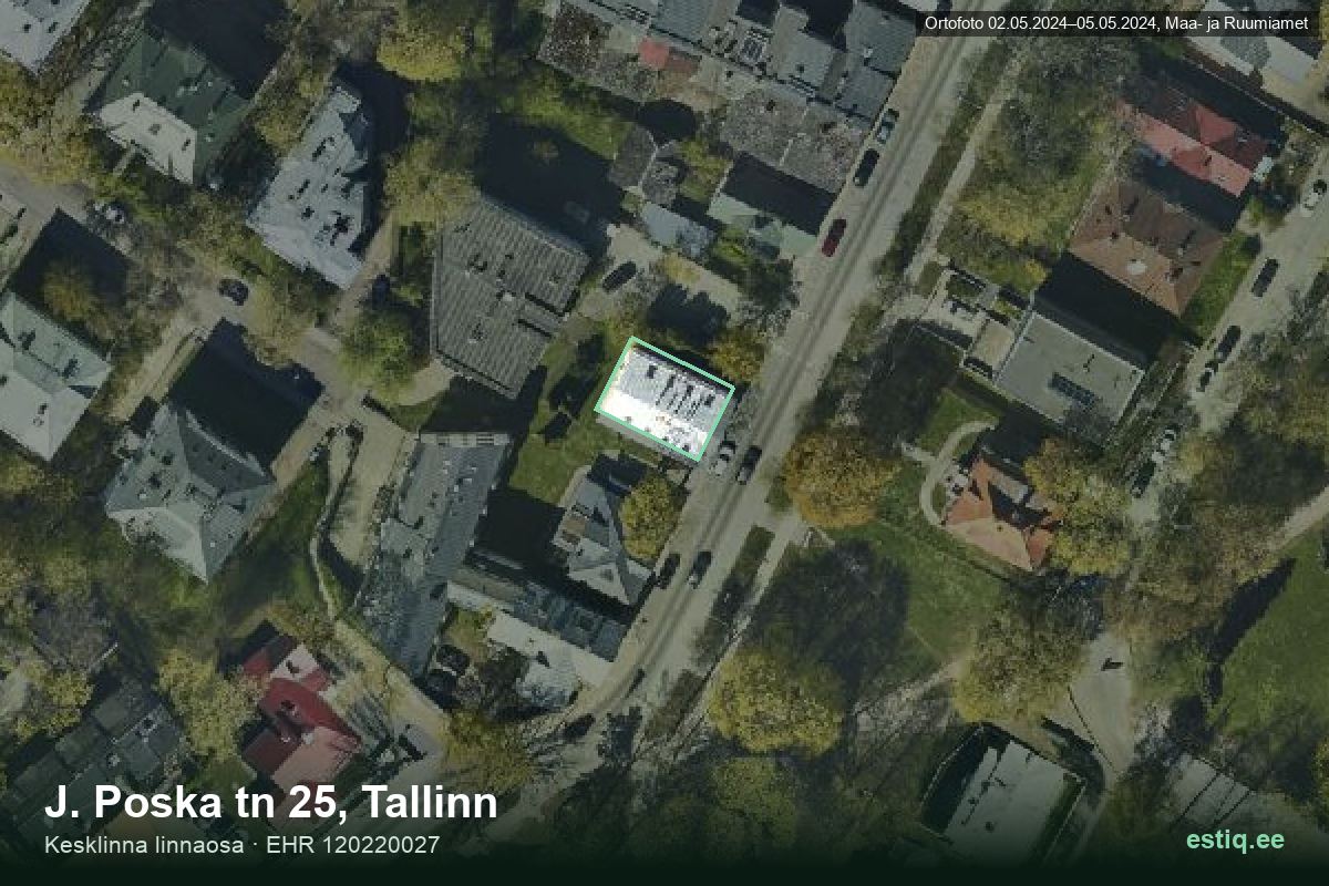 J. Poska tänav 25, Tallinn – hoone aerofoto, kontuur ehitisregistri (EHR) andmetest