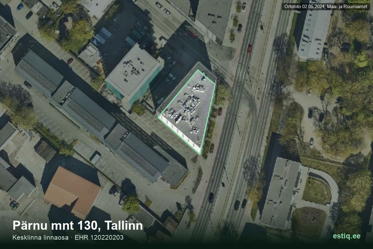 Pärnu mnt 130, Tallinn – hoone aerofoto, kontuur ehitisregistri (EHR) andmetest