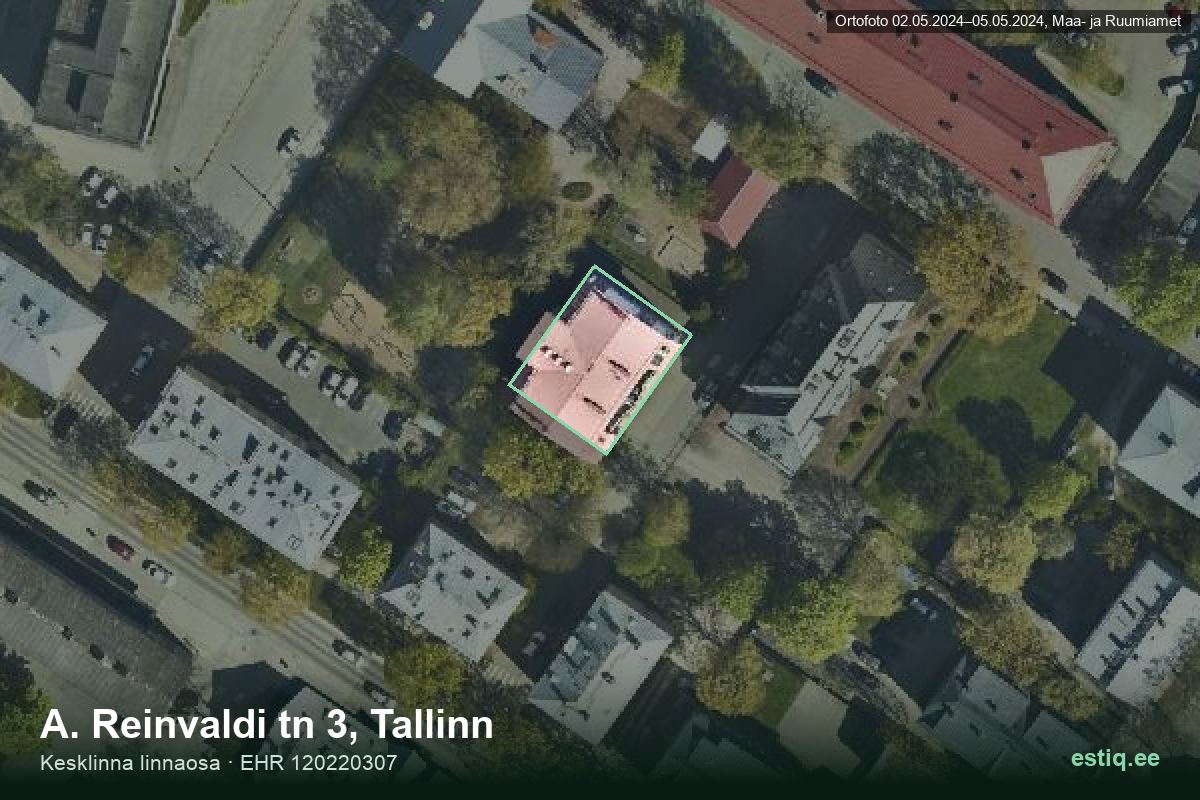 A. Reinvaldi tänav 3, Tallinn – aerial photo of the building, outline from the Building Register (EHR)