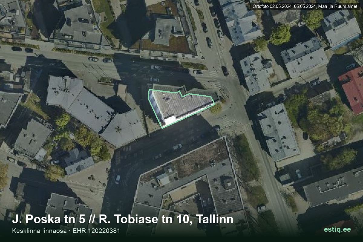 J. Poska tänav 5, Tallinn – aerial photo of the building, outline from the Building Register (EHR)