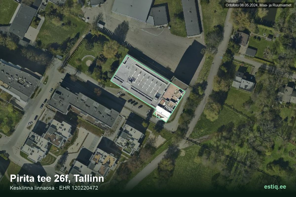Pirita tee 26f, Tallinn – hoone aerofoto, kontuur ehitisregistri (EHR) andmetest