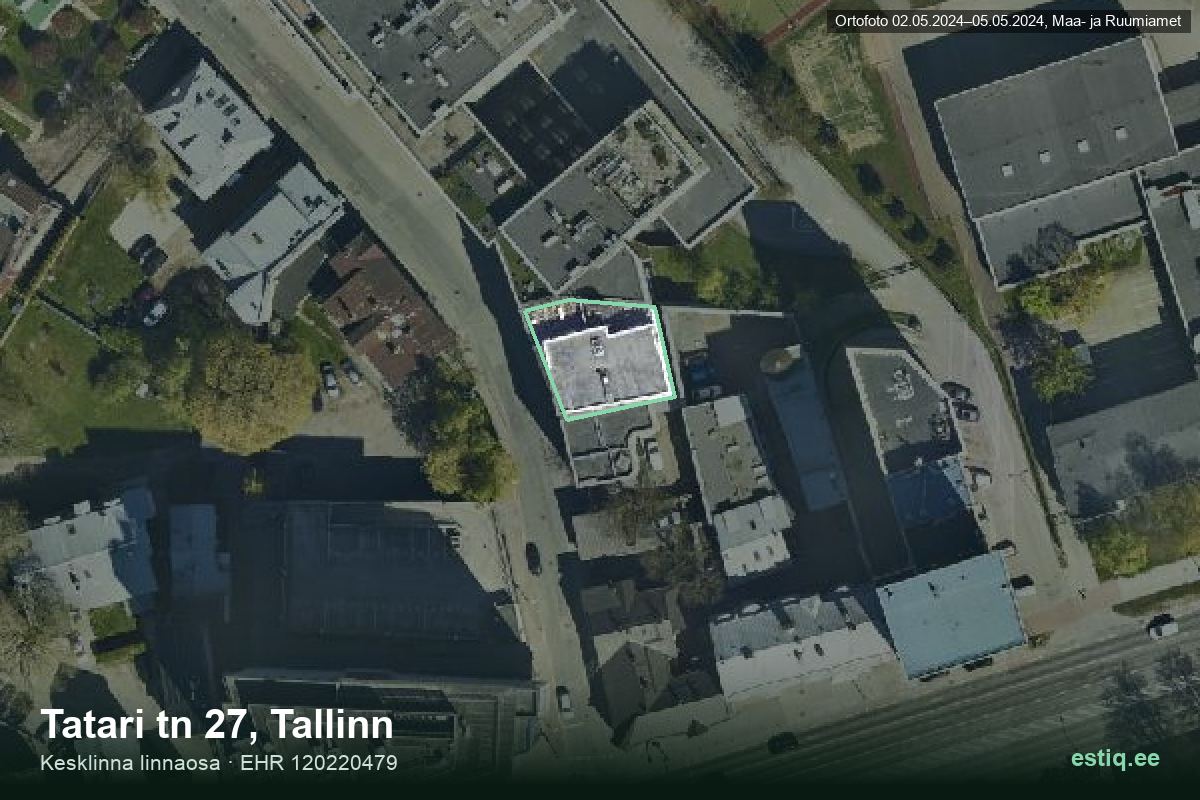 Tatari tänav 27, Tallinn – hoone aerofoto, kontuur ehitisregistri (EHR) andmetest