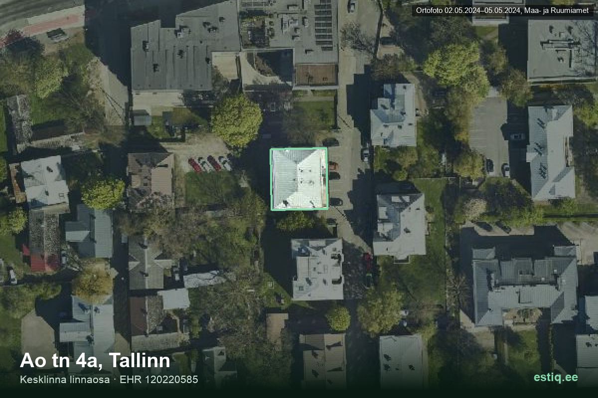 Ao tänav 4a, Tallinn – aerial photo of the building, outline from the Building Register (EHR)