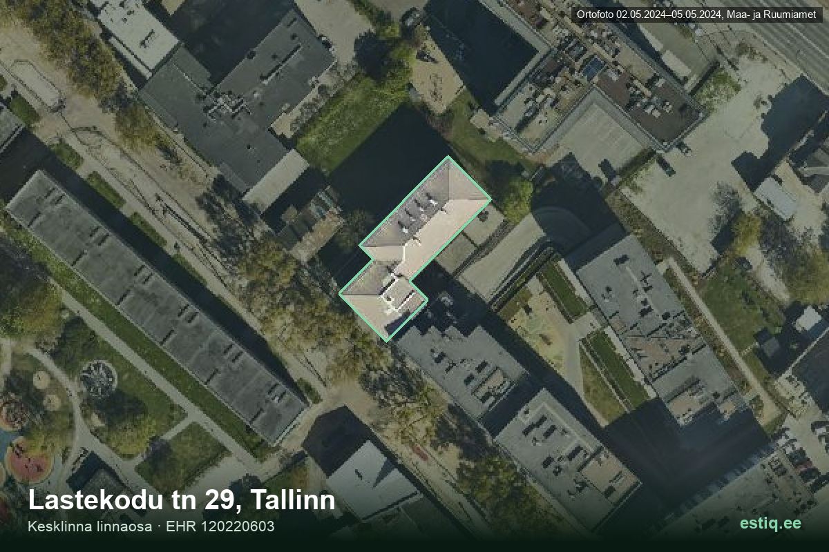 Lastekodu tänav 29, Tallinn – aerial photo of the building, outline from the Building Register (EHR)