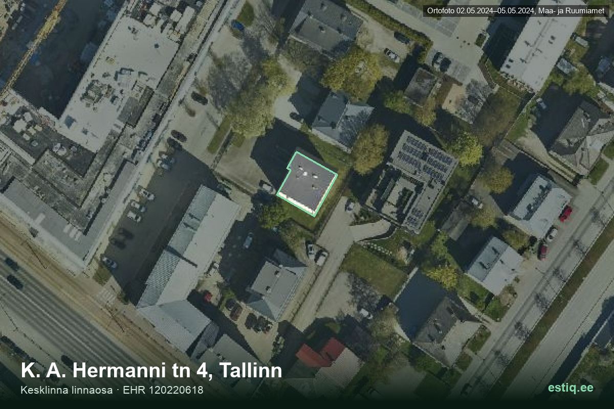 K. A. Hermanni tänav 4, Tallinn – aerial photo of the building, outline from the Building Register (EHR)