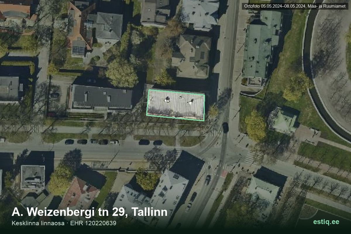 A. Weizenbergi tänav 29, Tallinn – hoone aerofoto, kontuur ehitisregistri (EHR) andmetest