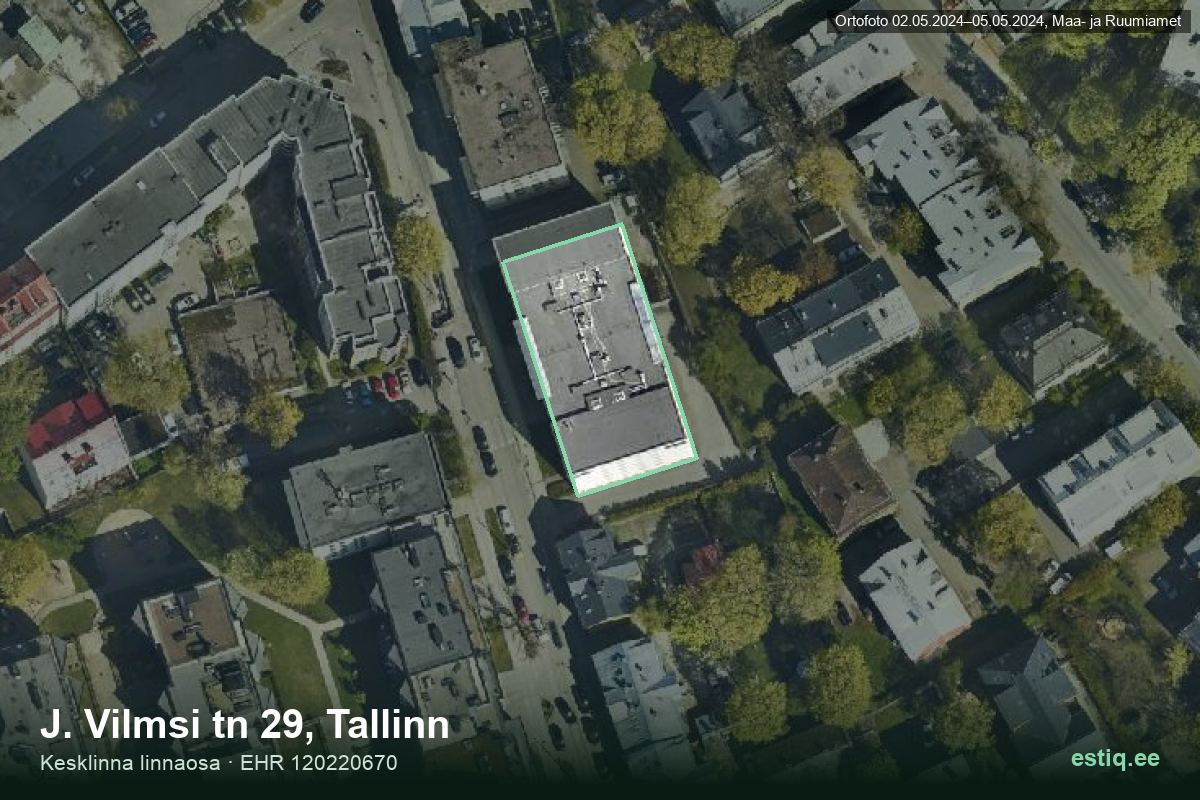 J. Vilmsi tänav 29, Tallinn – hoone aerofoto, kontuur ehitisregistri (EHR) andmetest