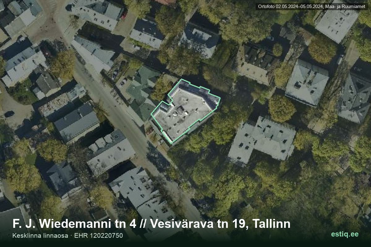 F. J. Wiedemanni tänav 4, Tallinn – aerial photo of the building, outline from the Building Register (EHR)