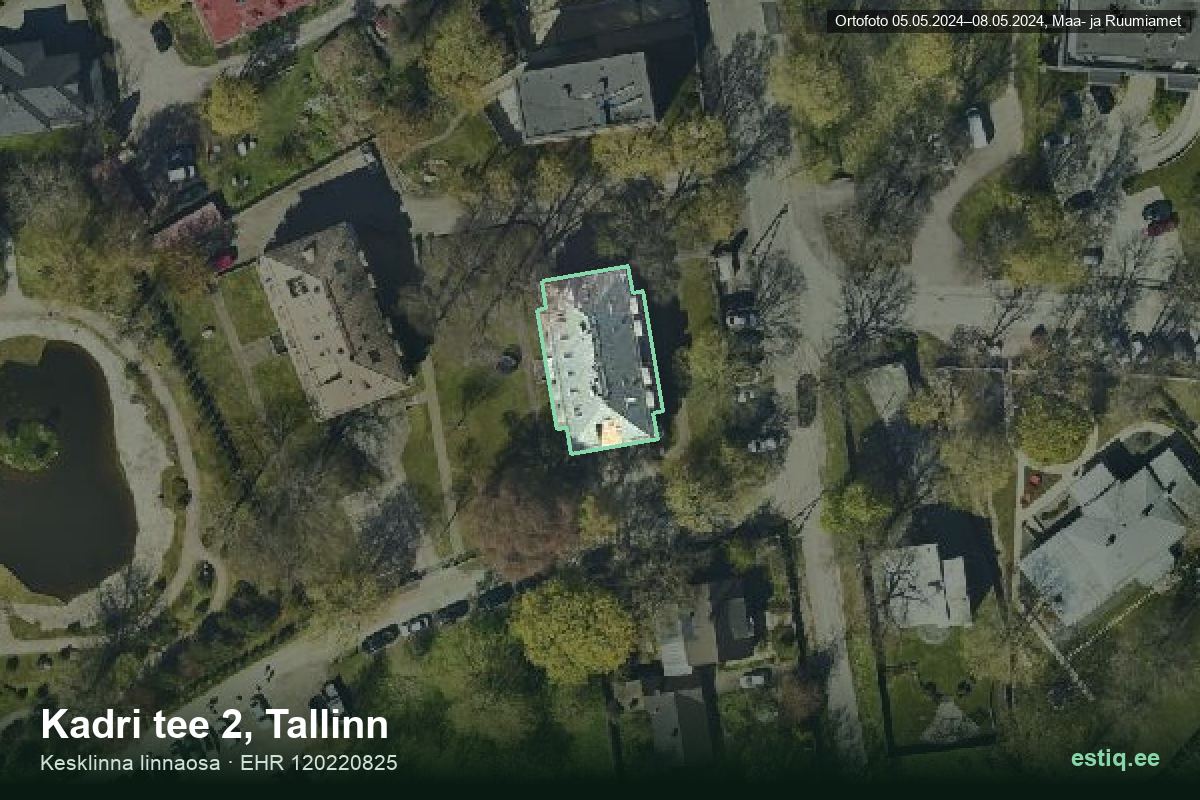 Kadri tee 2, Tallinn – hoone aerofoto, kontuur ehitisregistri (EHR) andmetest