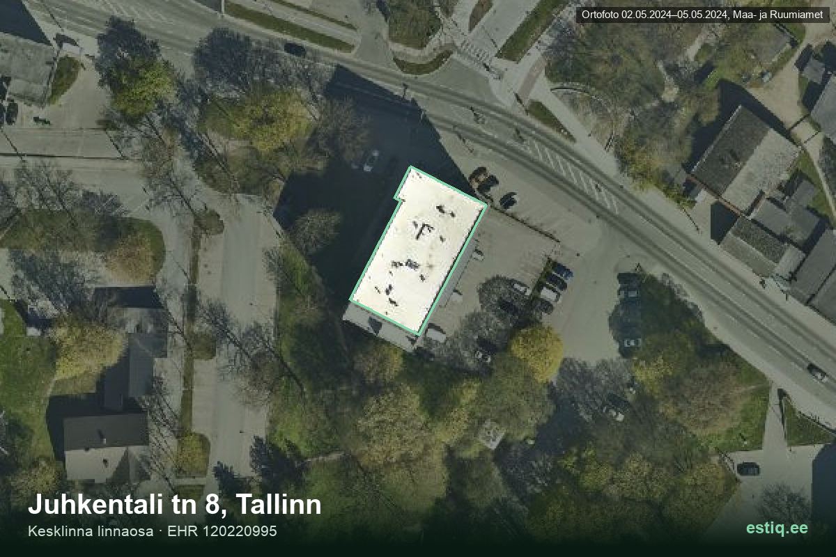 Juhkentali tänav 8, Tallinn – hoone aerofoto, kontuur ehitisregistri (EHR) andmetest