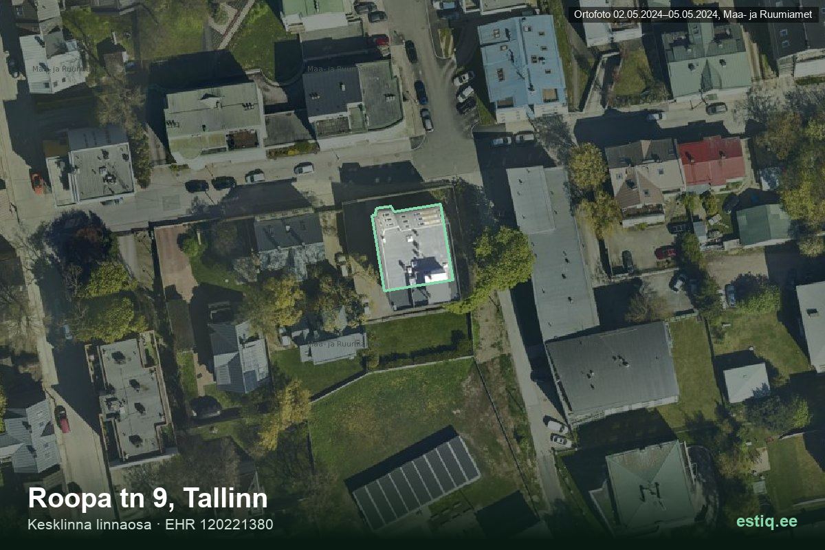 Roopa tänav 9, Tallinn – aerial photo of the building, outline from the Building Register (EHR)