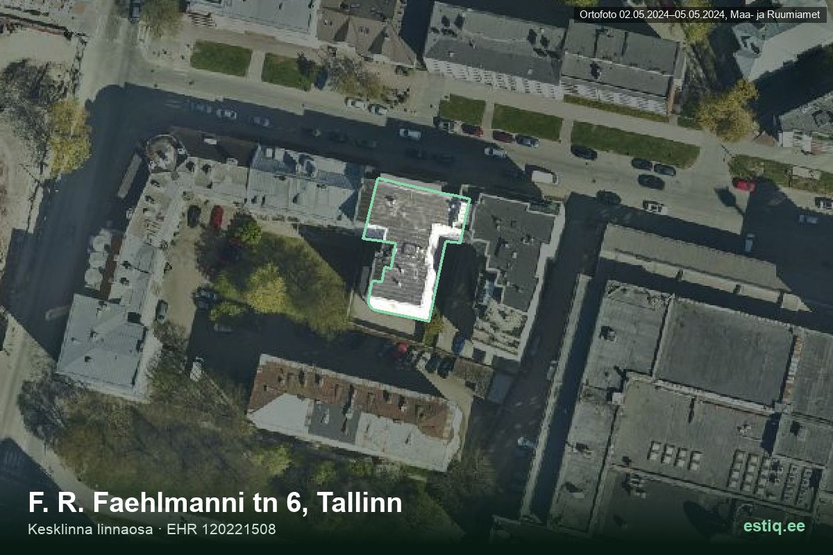 F. R. Faehlmanni tänav 6, Tallinn – ilmakuva rakennuksesta, ääriviiva rakennusrekisteristä (EHR)