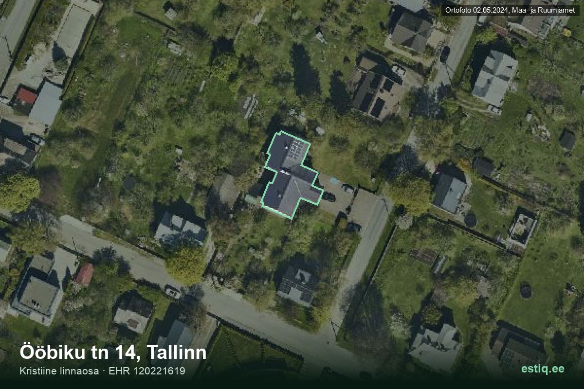 Ööbiku tänav 14, Tallinn – aerial photo of the building, outline from the Building Register (EHR)