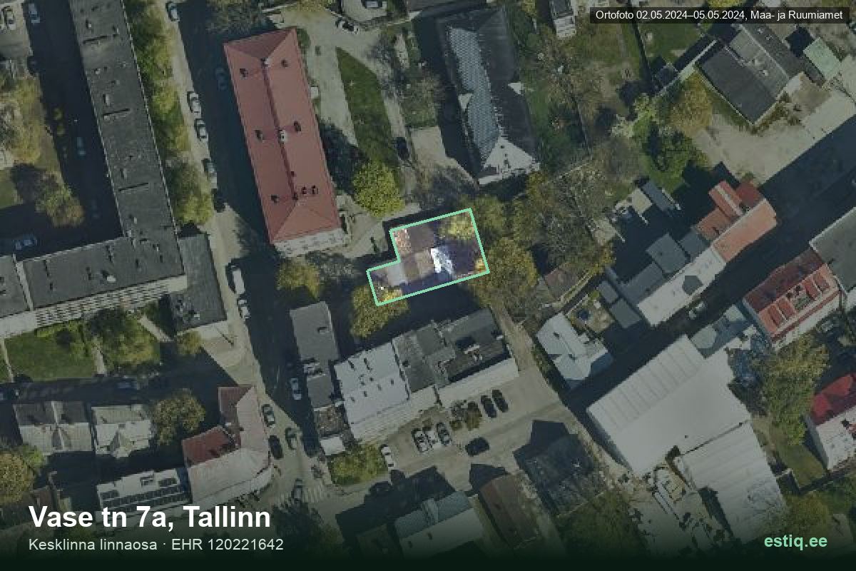 Vase tn 7a, Tallinn – ilmakuva rakennuksesta, ääriviiva rakennusrekisteristä (EHR)