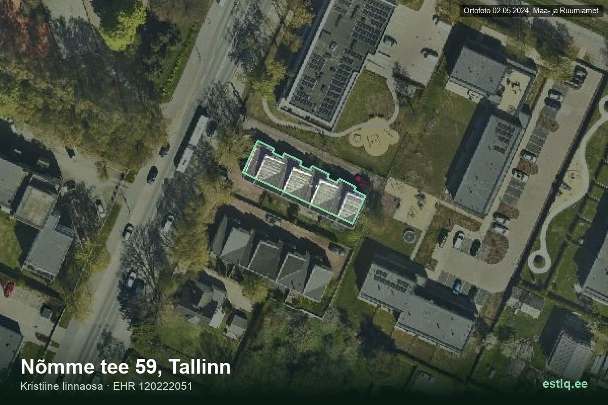 Nõmme tee 59, Tallinn – hoone aerofoto, kontuur ehitisregistri (EHR) andmetest