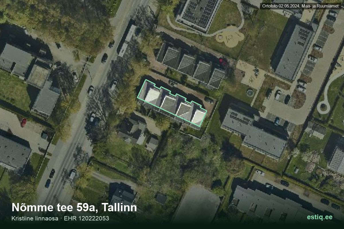 Nõmme tee 59a, Tallinn – hoone aerofoto, kontuur ehitisregistri (EHR) andmetest