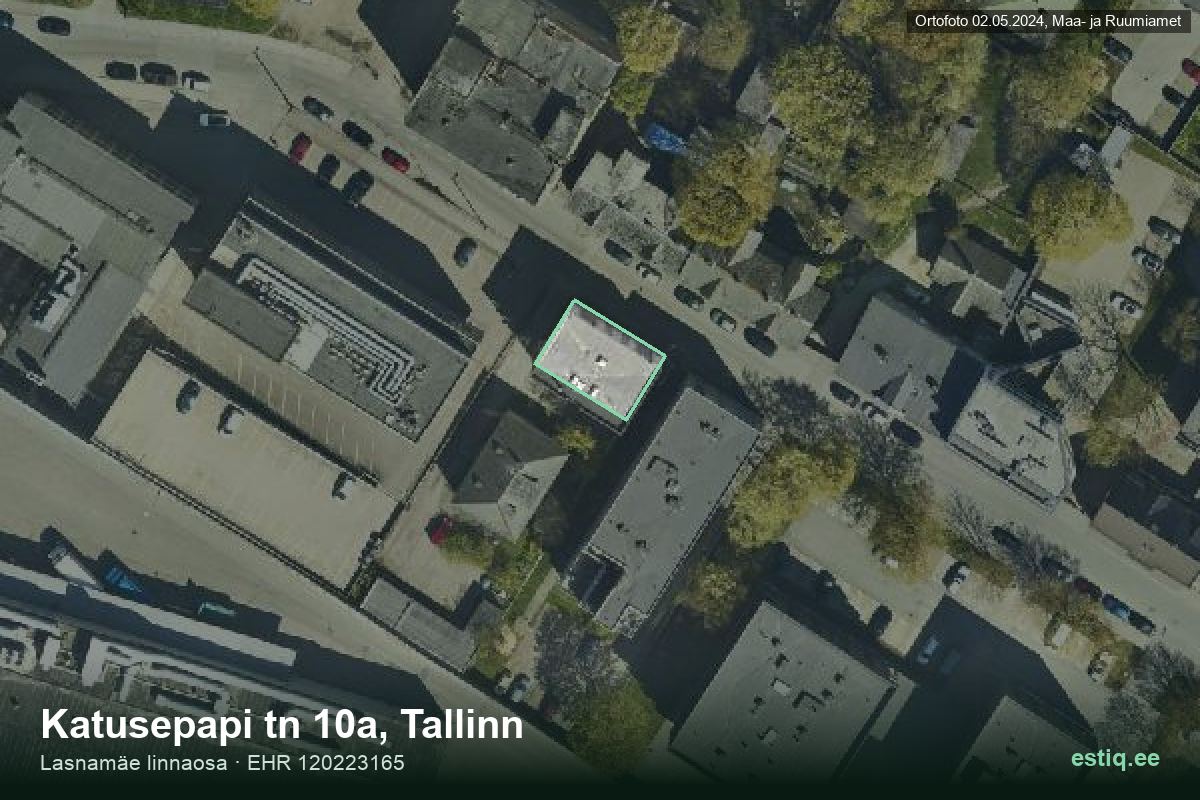 Katusepapi tänav 10a, Tallinn – hoone aerofoto, kontuur ehitisregistri (EHR) andmetest