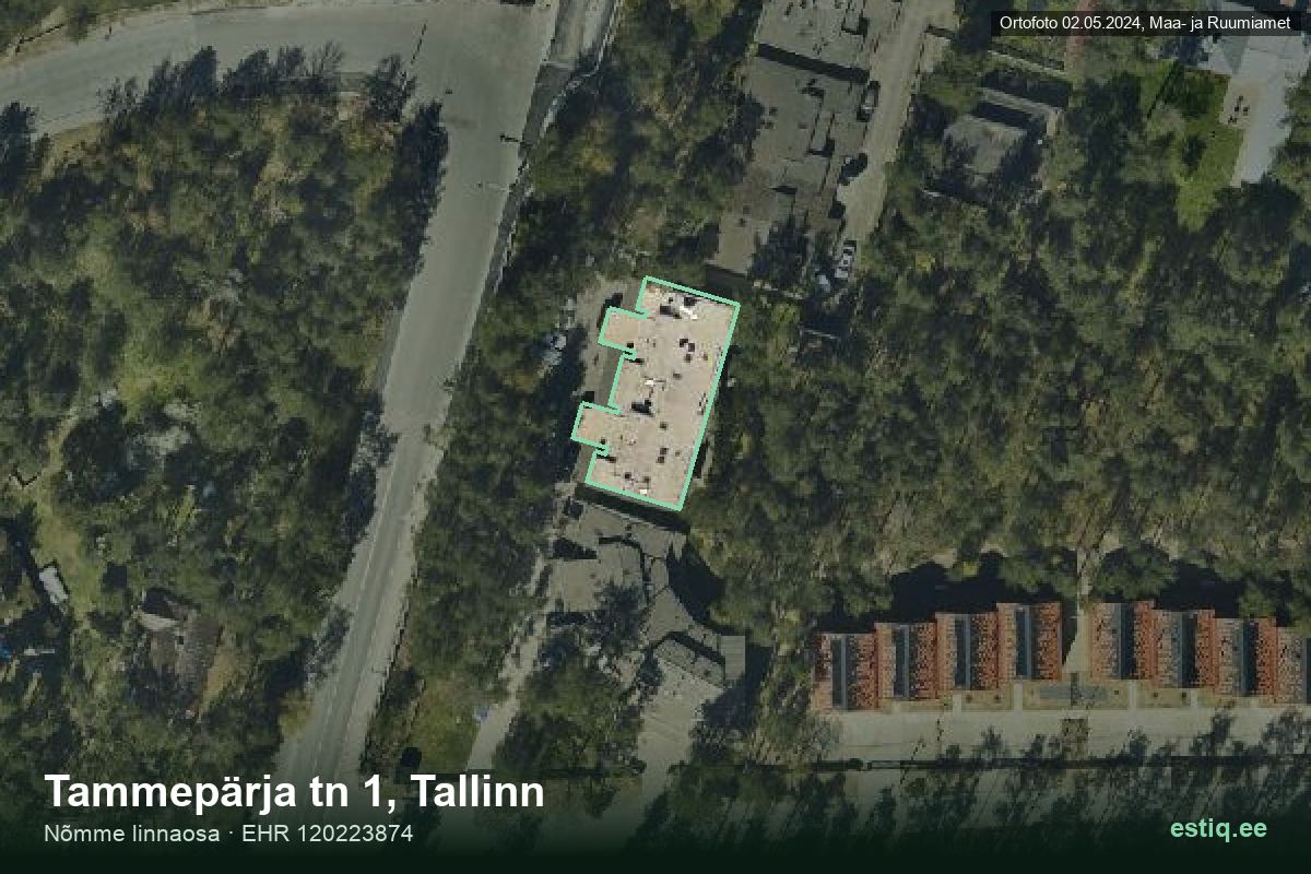 Tammepärja tänav 1, Tallinn – hoone aerofoto, kontuur ehitisregistri (EHR) andmetest
