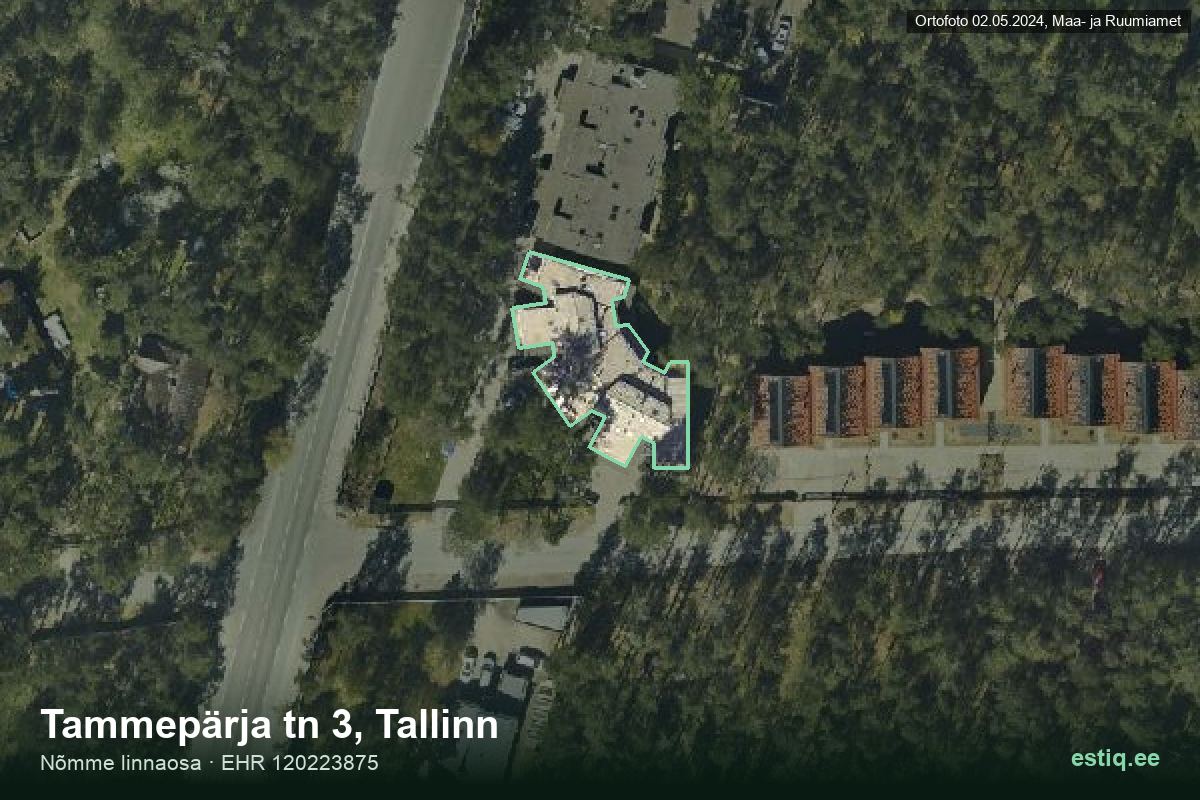 Tammepärja tänav 3, Tallinn – aerial photo of the building, outline from the Building Register (EHR)