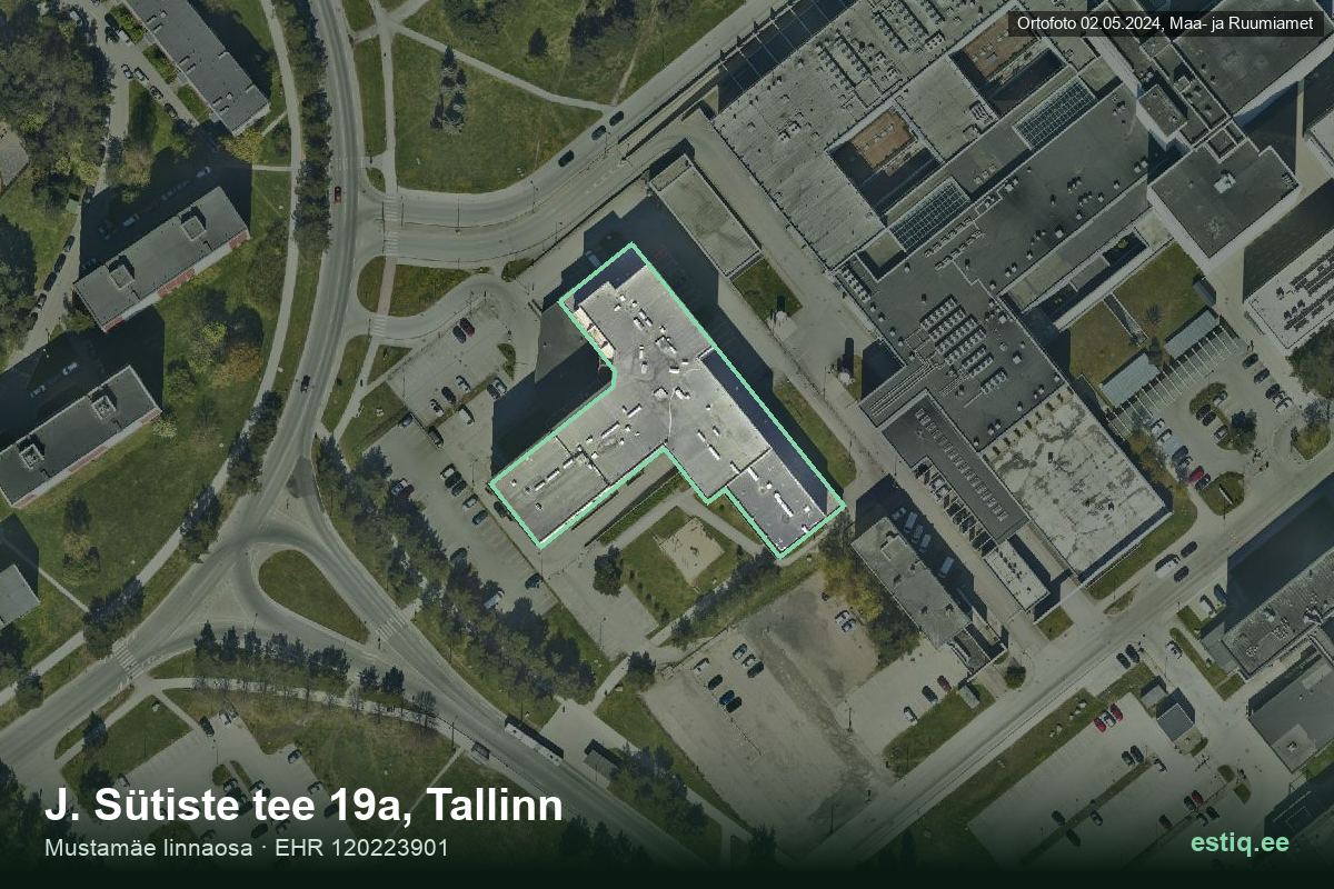J. Sütiste tee 19a, Tallinn – hoone aerofoto, kontuur ehitisregistri (EHR) andmetest