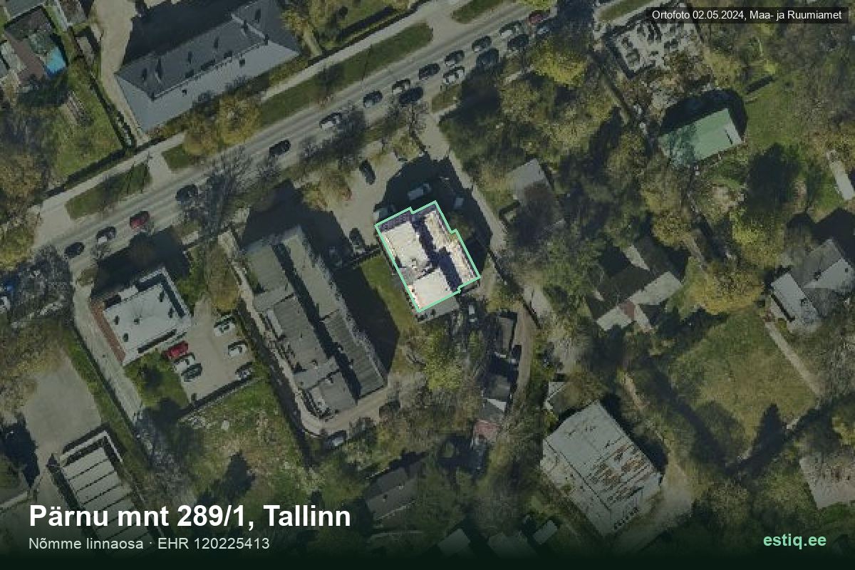 Pärnu mnt 289/1, Tallinn – aerial photo of the building, outline from the Building Register (EHR)