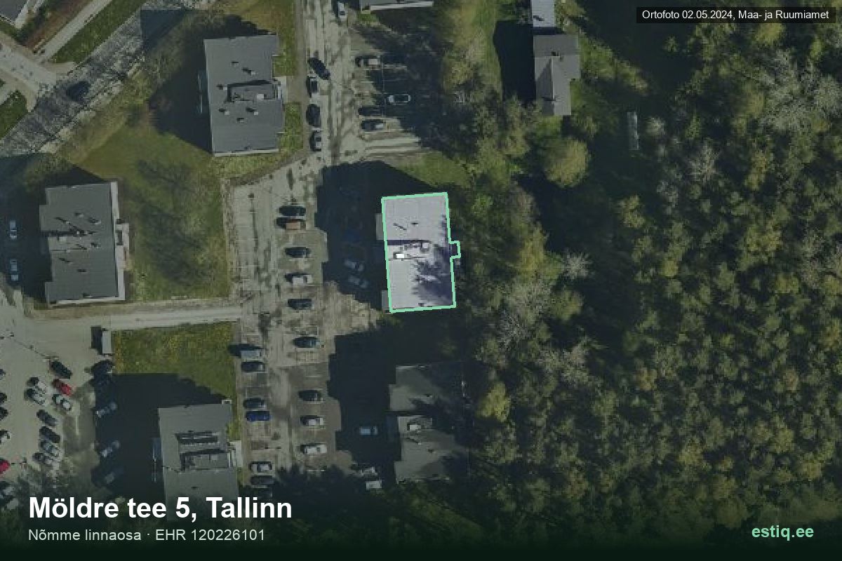 Möldre tee 5, Tallinn – hoone aerofoto, kontuur ehitisregistri (EHR) andmetest