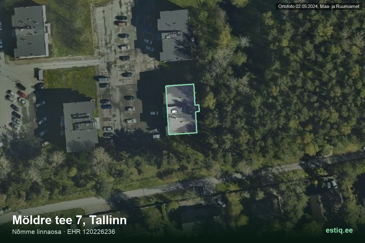 Möldre tee 7, Tallinn – hoone aerofoto, kontuur ehitisregistri (EHR) andmetest