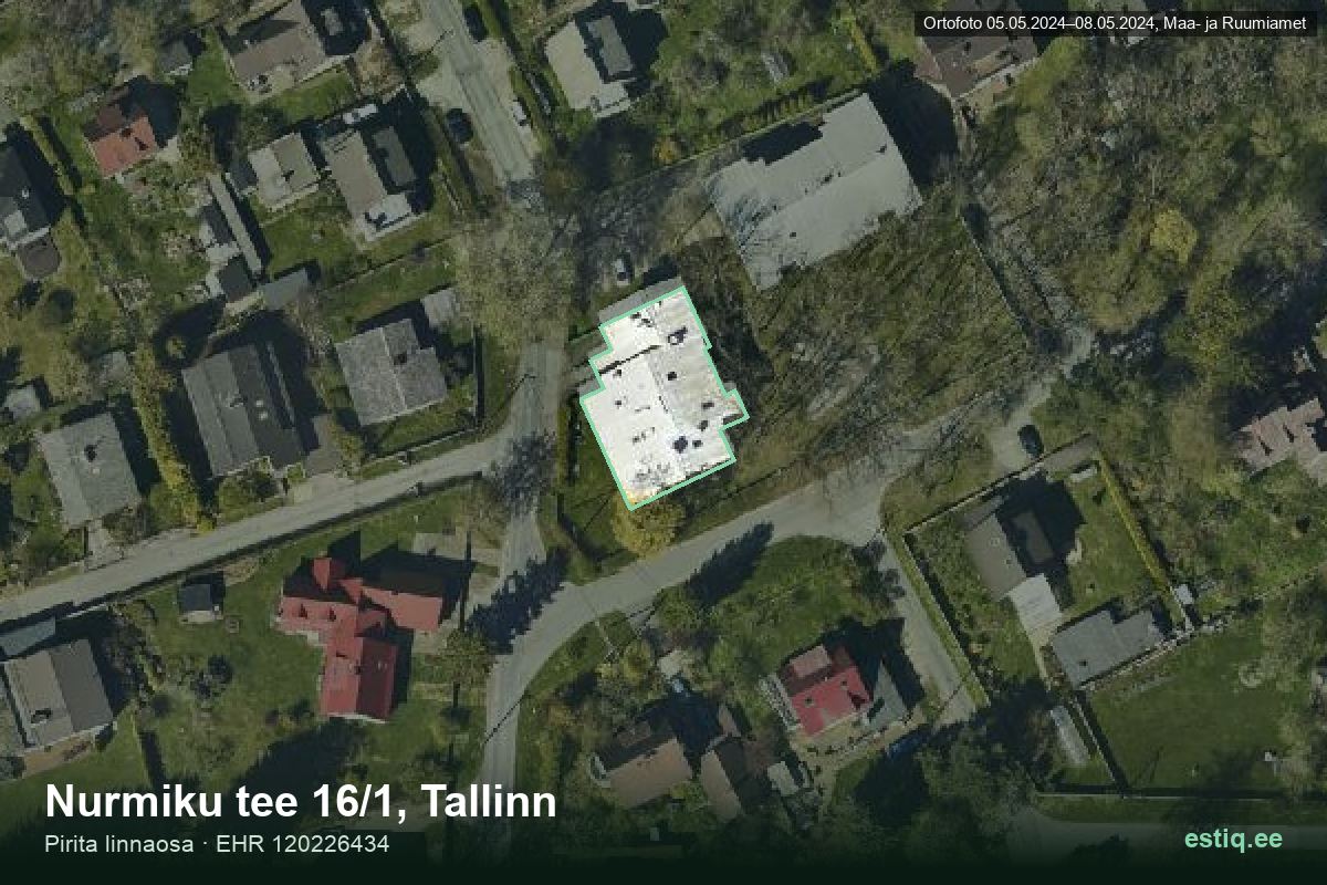 Nurmiku tee 16/1, Tallinn – hoone aerofoto, kontuur ehitisregistri (EHR) andmetest