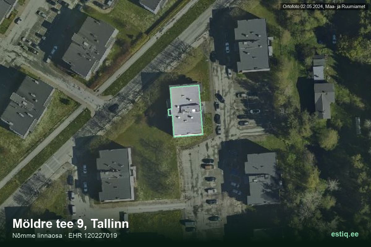 Möldre tee 9, Tallinn – hoone aerofoto, kontuur ehitisregistri (EHR) andmetest