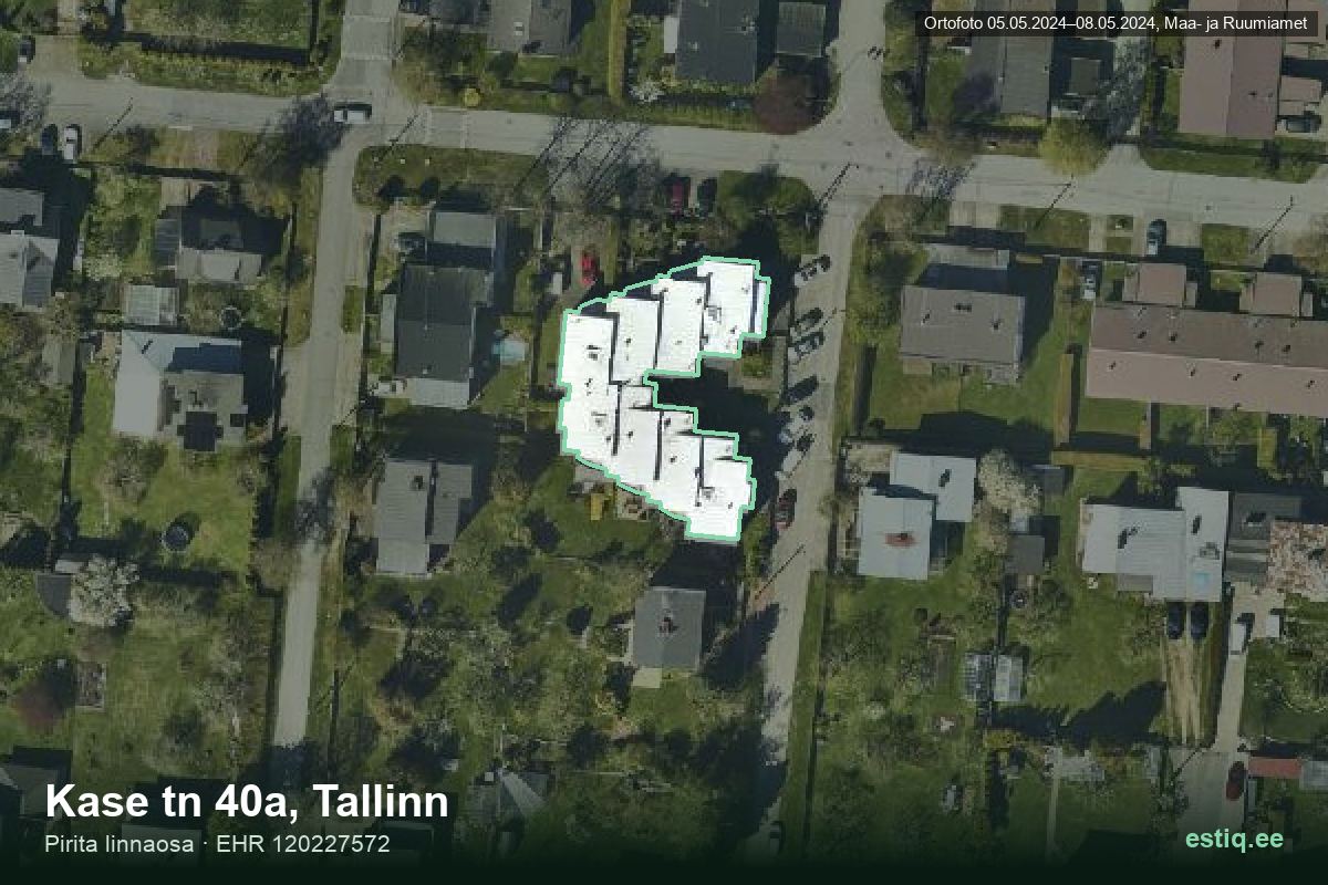 Kase tänav 40a, Tallinn – hoone aerofoto, kontuur ehitisregistri (EHR) andmetest