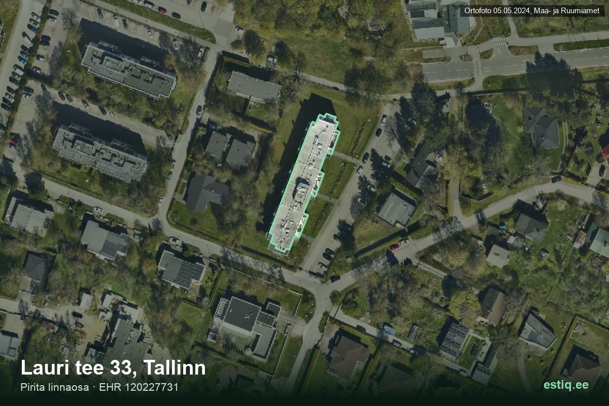 Lauri tee 33, Tallinn – hoone aerofoto, kontuur ehitisregistri (EHR) andmetest