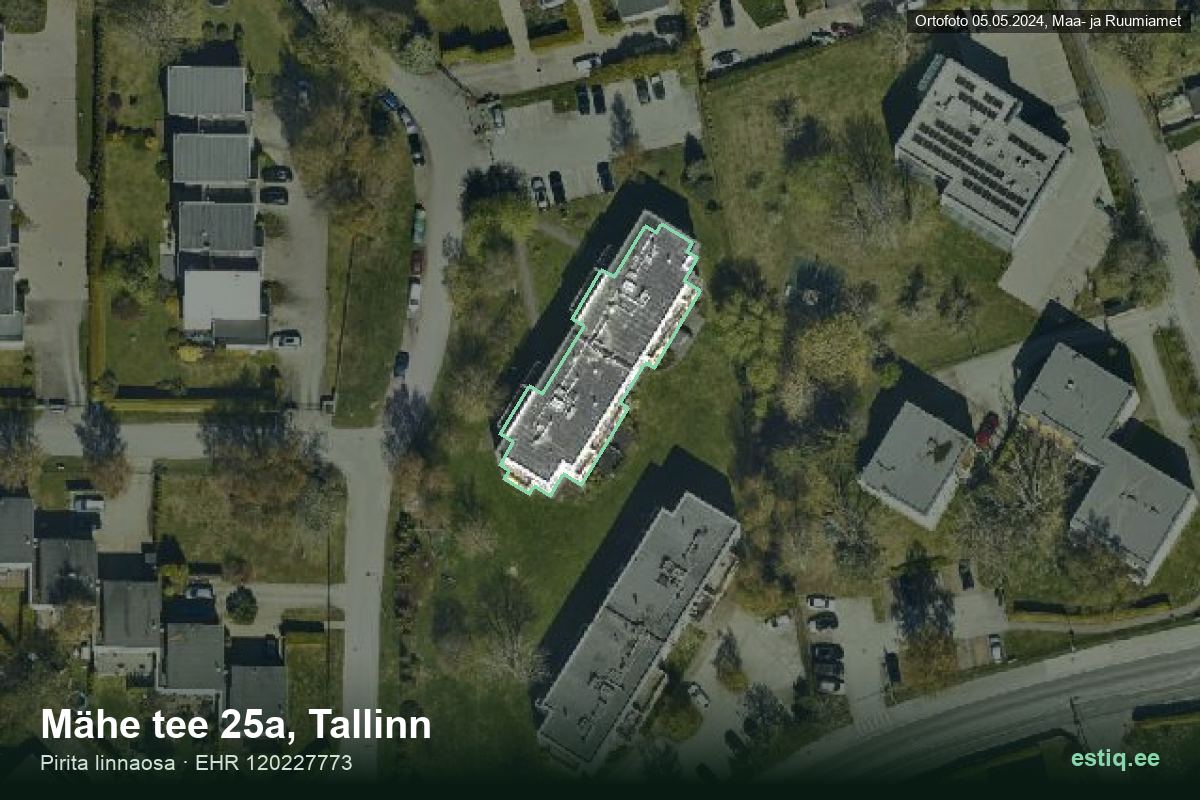 Mähe tee 25a, Tallinn – ilmakuva rakennuksesta, ääriviiva rakennusrekisteristä (EHR)
