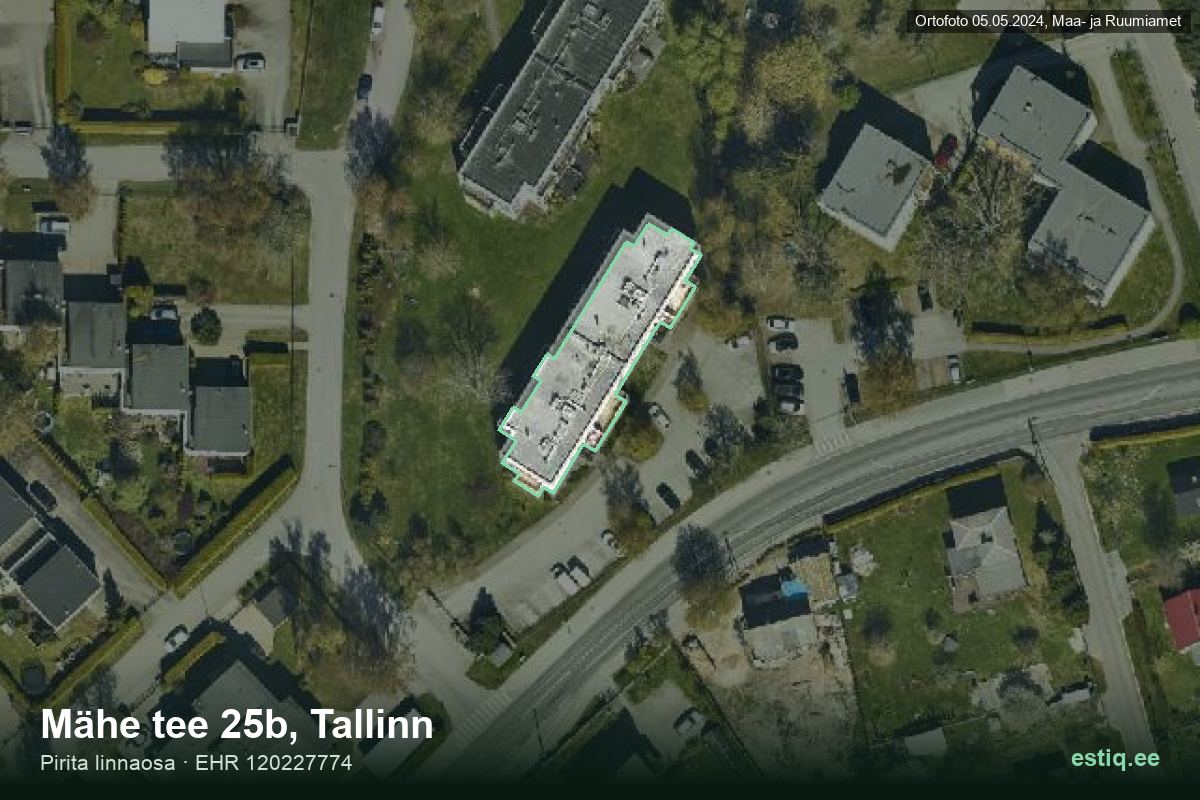 Mähe tee 25b, Tallinn – ilmakuva rakennuksesta, ääriviiva rakennusrekisteristä (EHR)