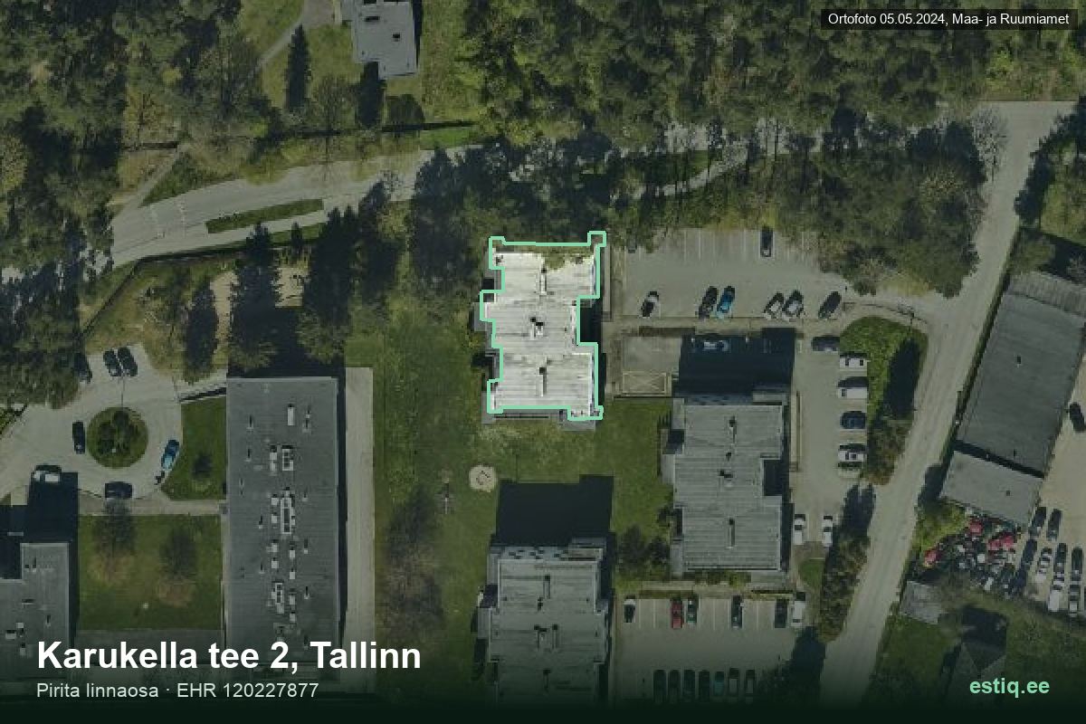 Karukella tee 2, Tallinn – ilmakuva rakennuksesta, ääriviiva rakennusrekisteristä (EHR)