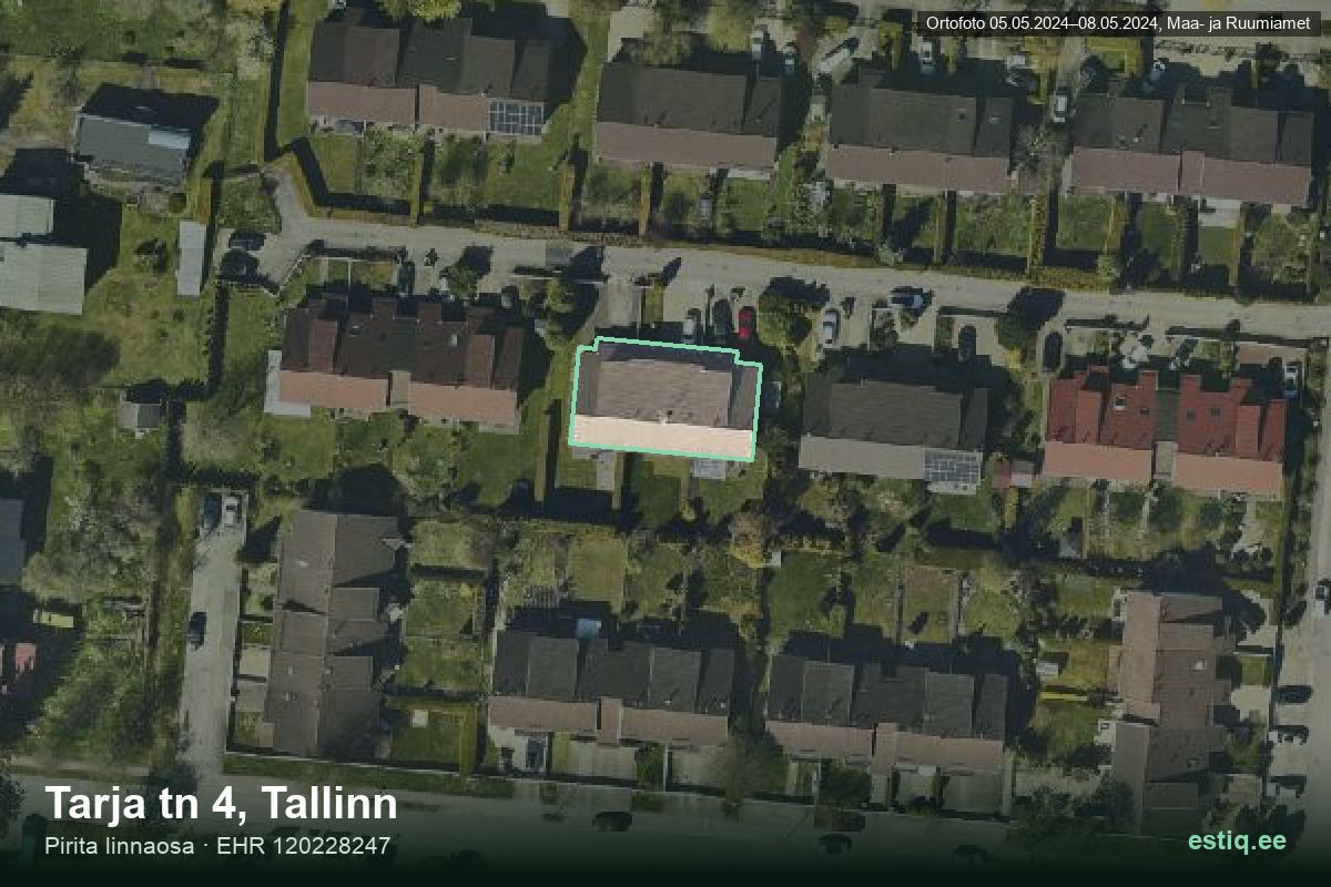 Tarja tänav 4, Tallinn – hoone aerofoto, kontuur ehitisregistri (EHR) andmetest