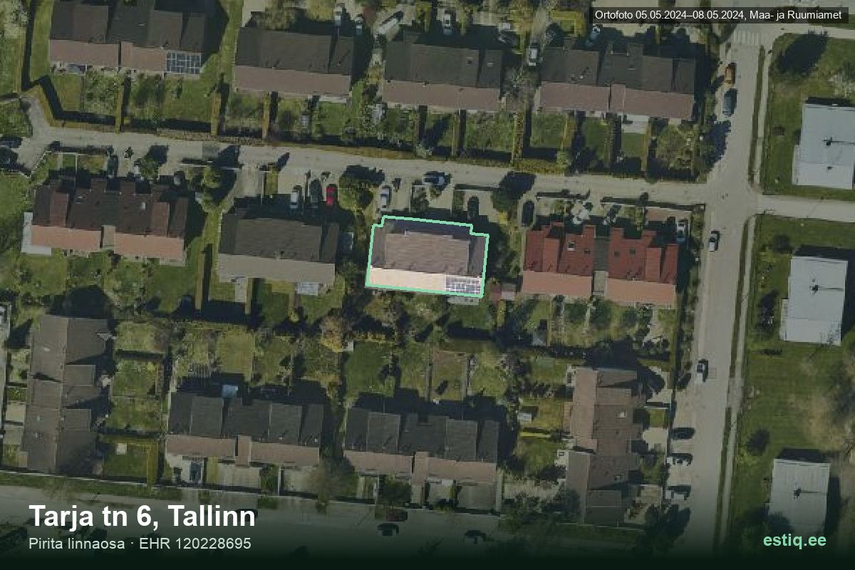 Tarja tänav 6, Tallinn – hoone aerofoto, kontuur ehitisregistri (EHR) andmetest