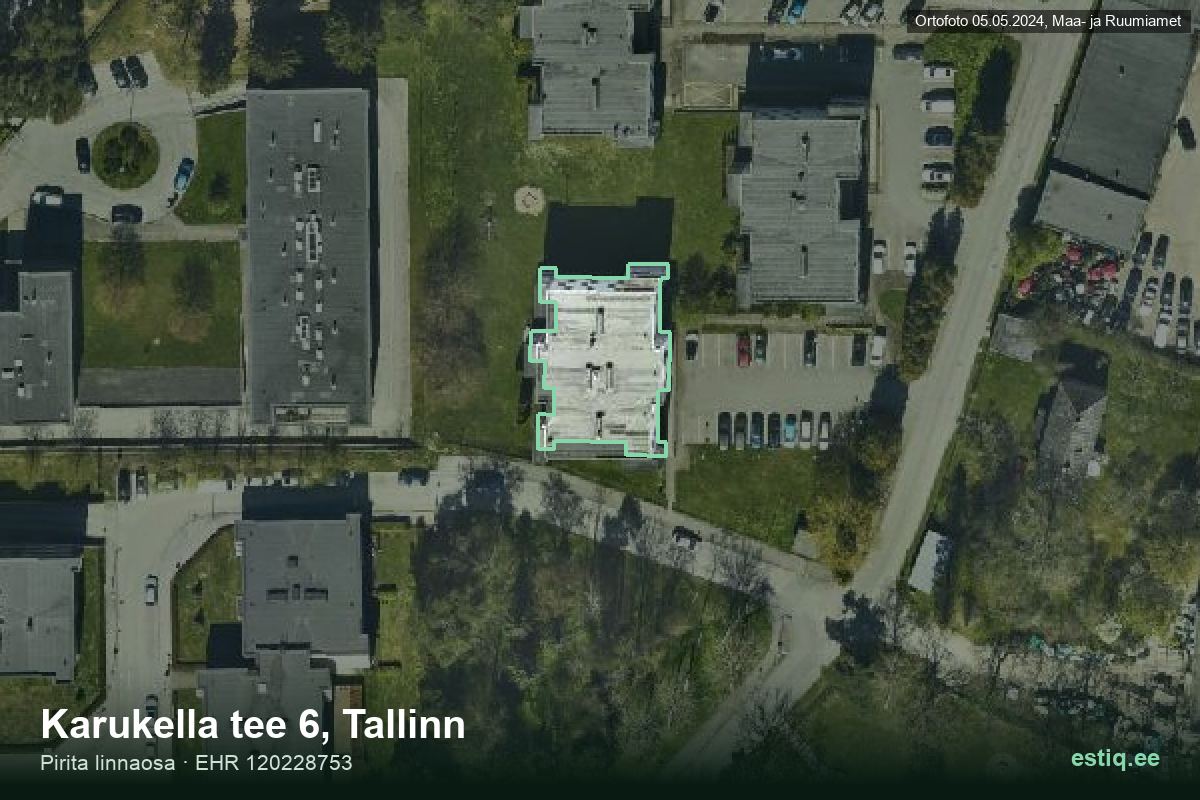 Karukella tee 6, Tallinn – ilmakuva rakennuksesta, ääriviiva rakennusrekisteristä (EHR)