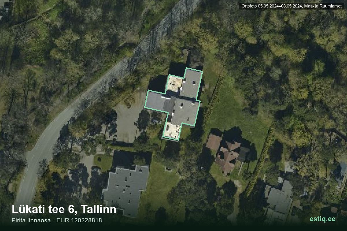 Lükati tee 6, Tallinn – hoone aerofoto, kontuur ehitisregistri (EHR) andmetest