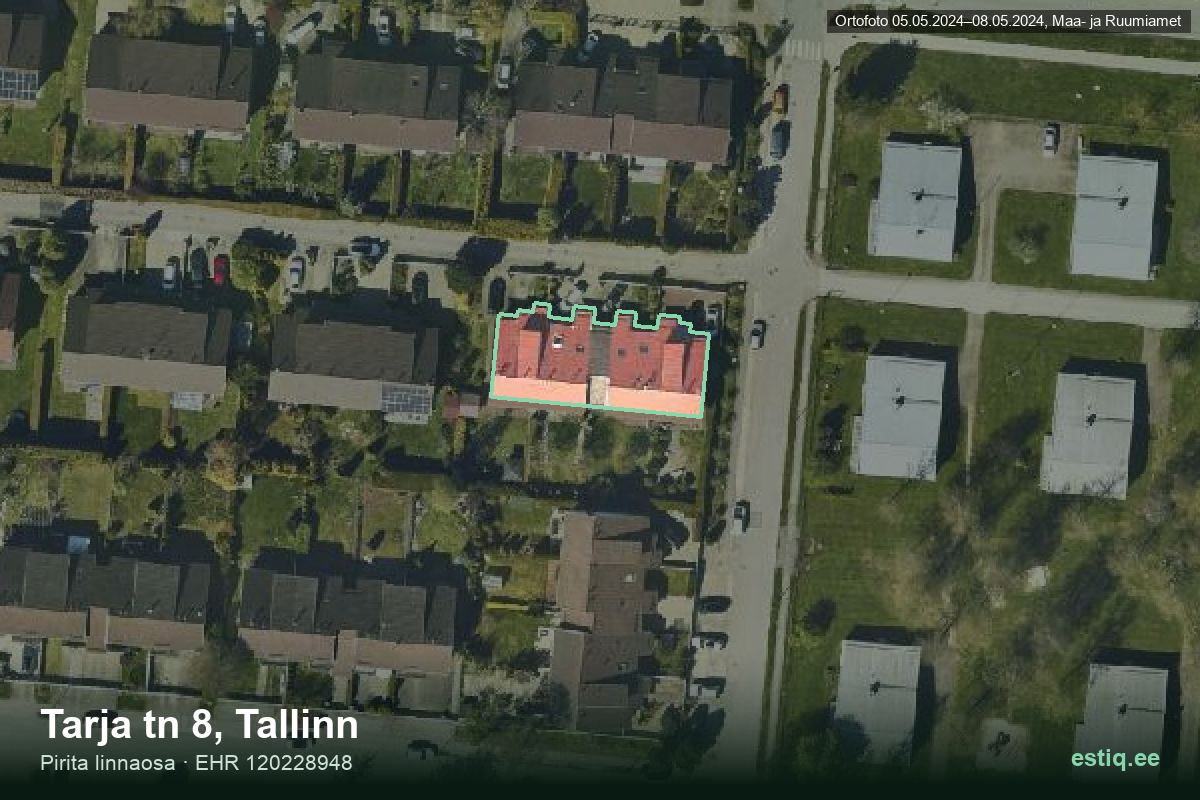 Tarja tänav 8, Tallinn – hoone aerofoto, kontuur ehitisregistri (EHR) andmetest