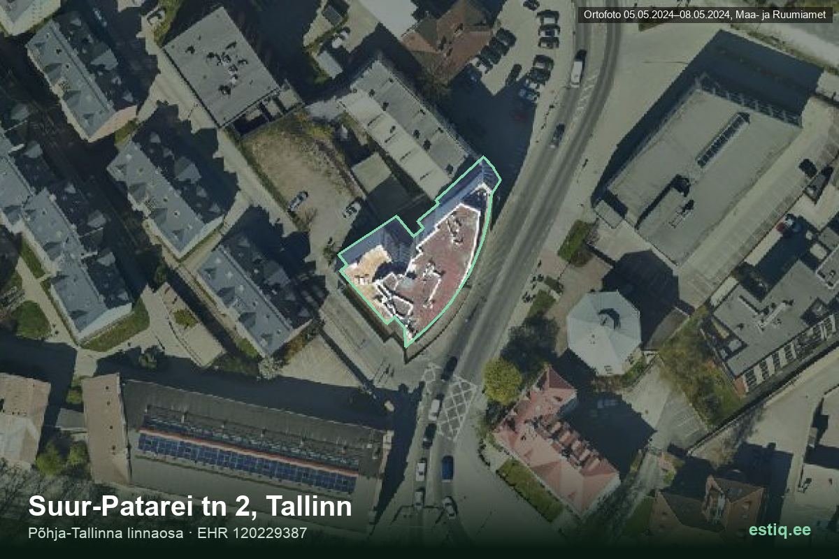 Suur-Patarei tänav 2, Tallinn – aerial photo of the building, outline from the Building Register (EHR)