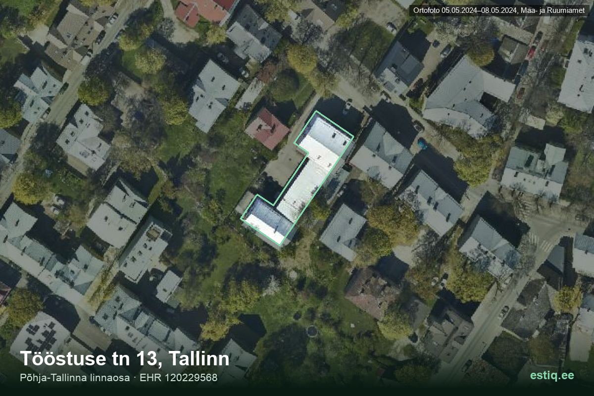 Tööstuse tänav 13, Tallinn – hoone aerofoto, kontuur ehitisregistri (EHR) andmetest