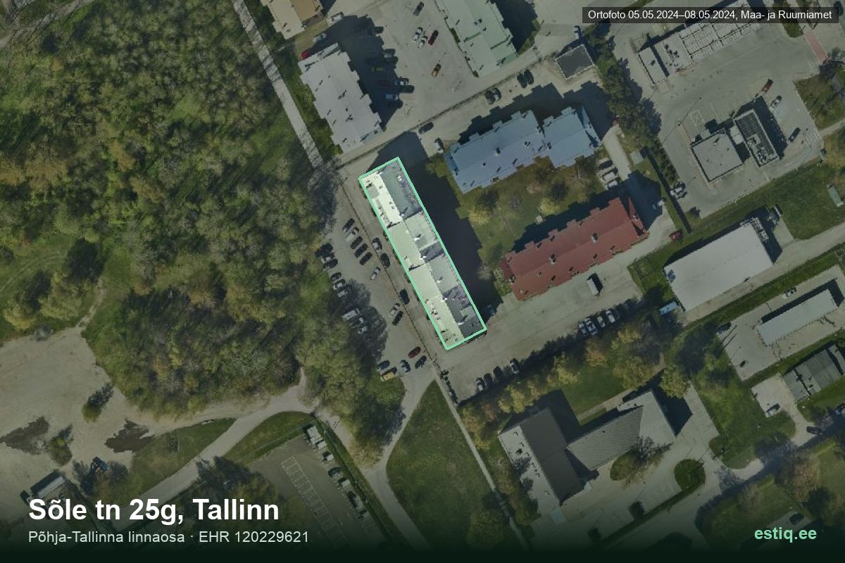 Sõle tänav 25g, Tallinn – hoone aerofoto, kontuur ehitisregistri (EHR) andmetest