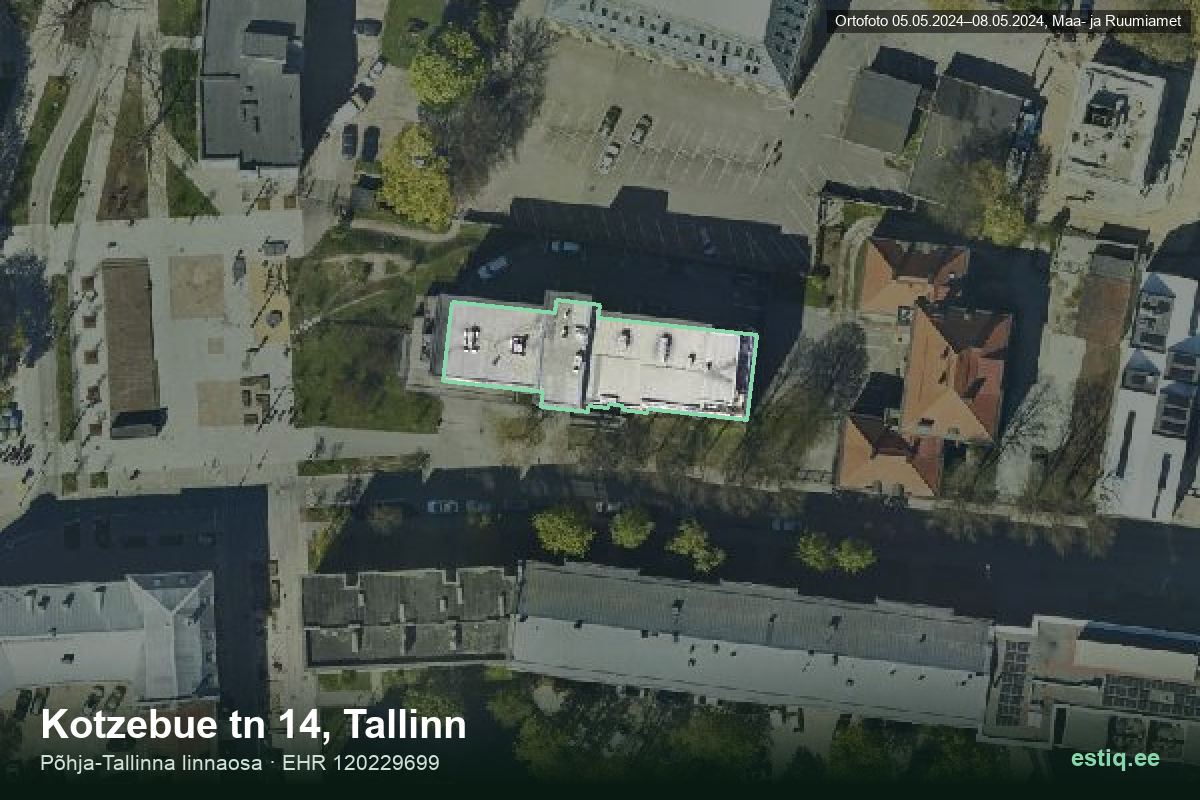 Kotzebue tänav 14, Tallinn – aerial photo of the building, outline from the Building Register (EHR)