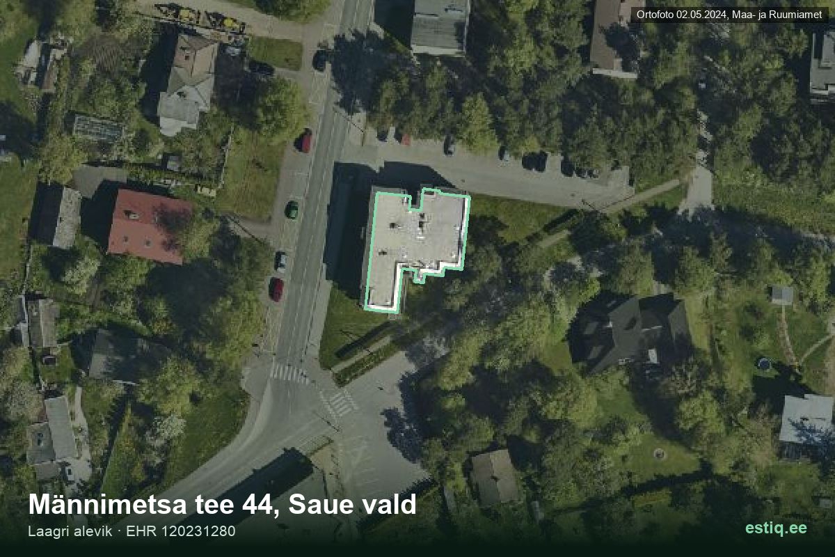 Männimetsa tee 44, Saue – hoone aerofoto, kontuur ehitisregistri (EHR) andmetest