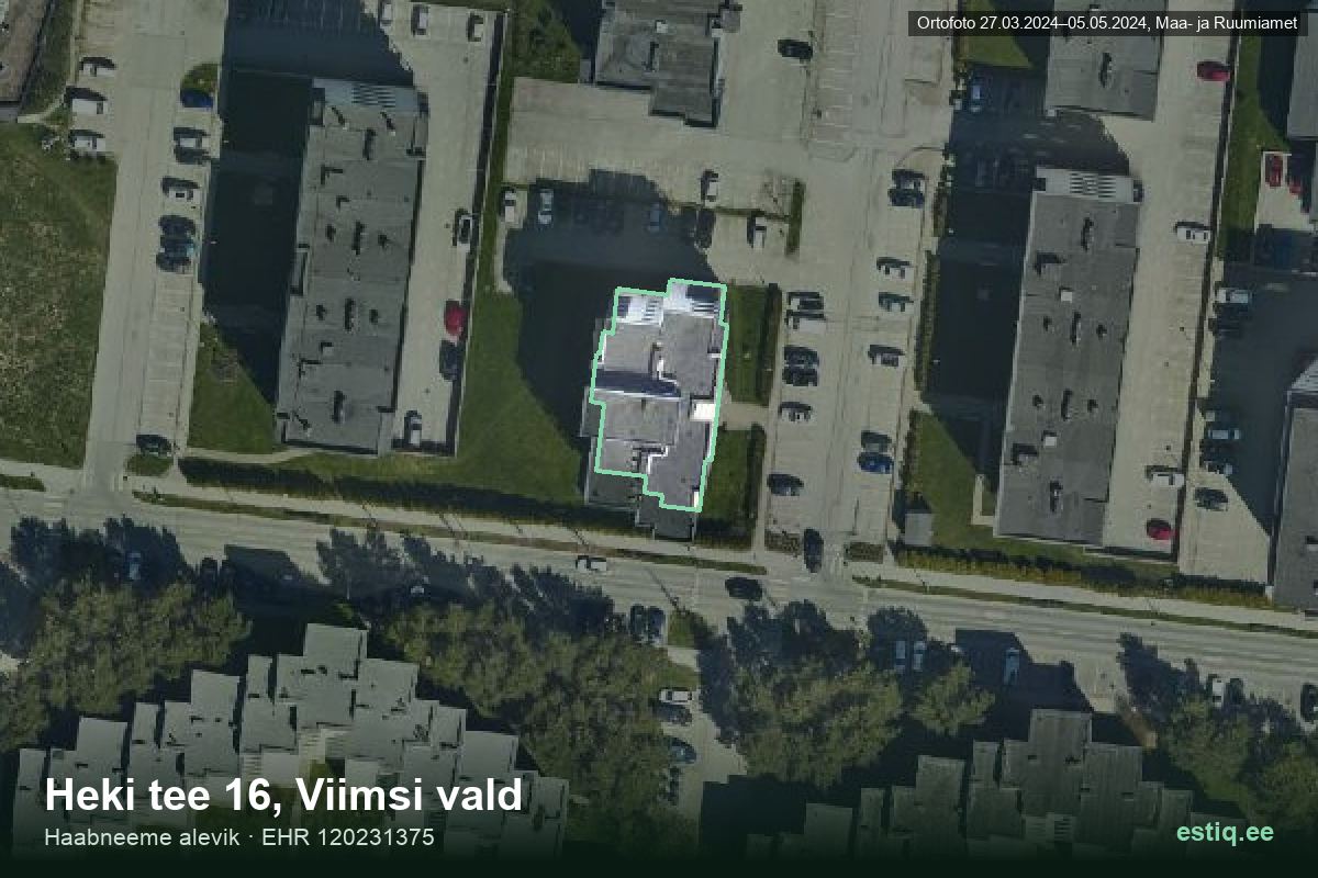 Heki tee 16, Viimsi – ilmakuva rakennuksesta, ääriviiva rakennusrekisteristä (EHR)