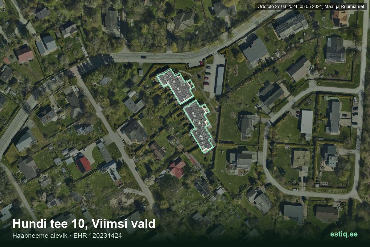 Hundi tee 10, Viimsi – aerial photo of the building, outline from the Building Register (EHR)